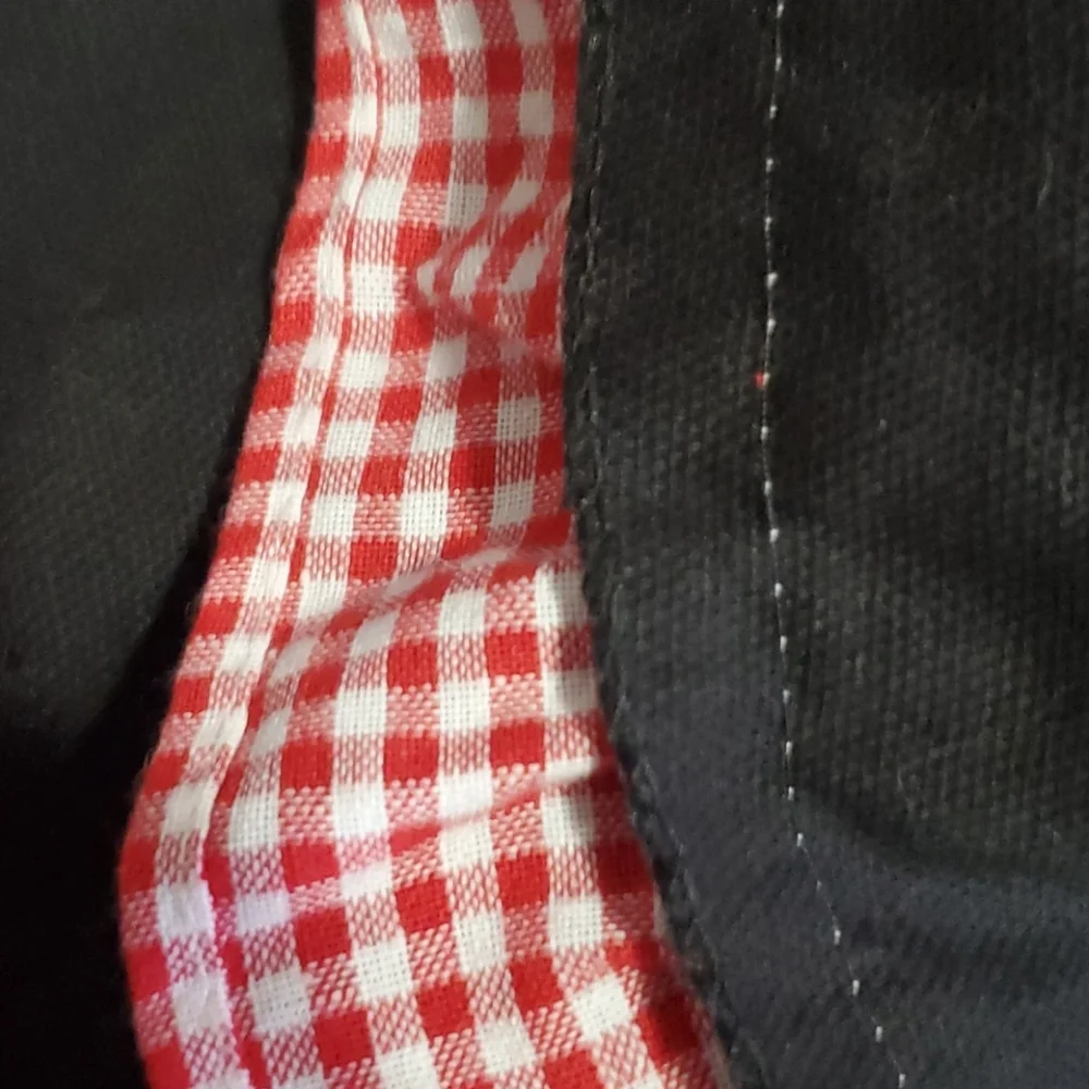 BLACK Kitchen Cooking Apron Red & White Gingham Checked Ruffle Dress Style